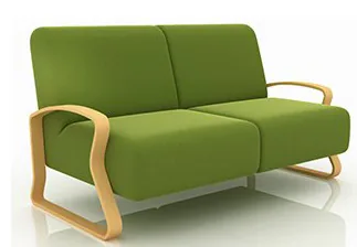 Green sofa with bentwood arms